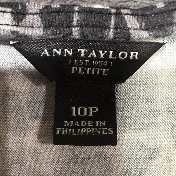 Ann Taylor Dress Women Size 10 Petite Black Gray White Sheath 3/4 Sleeve - Picture 5 of 5
